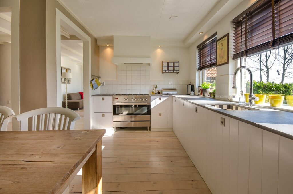 kitchen and bathroom